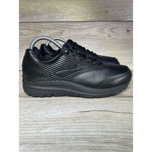 Brooks Womens 9 B Addiction Walker 2 Shoes Leather Black Walking Trainer Gym